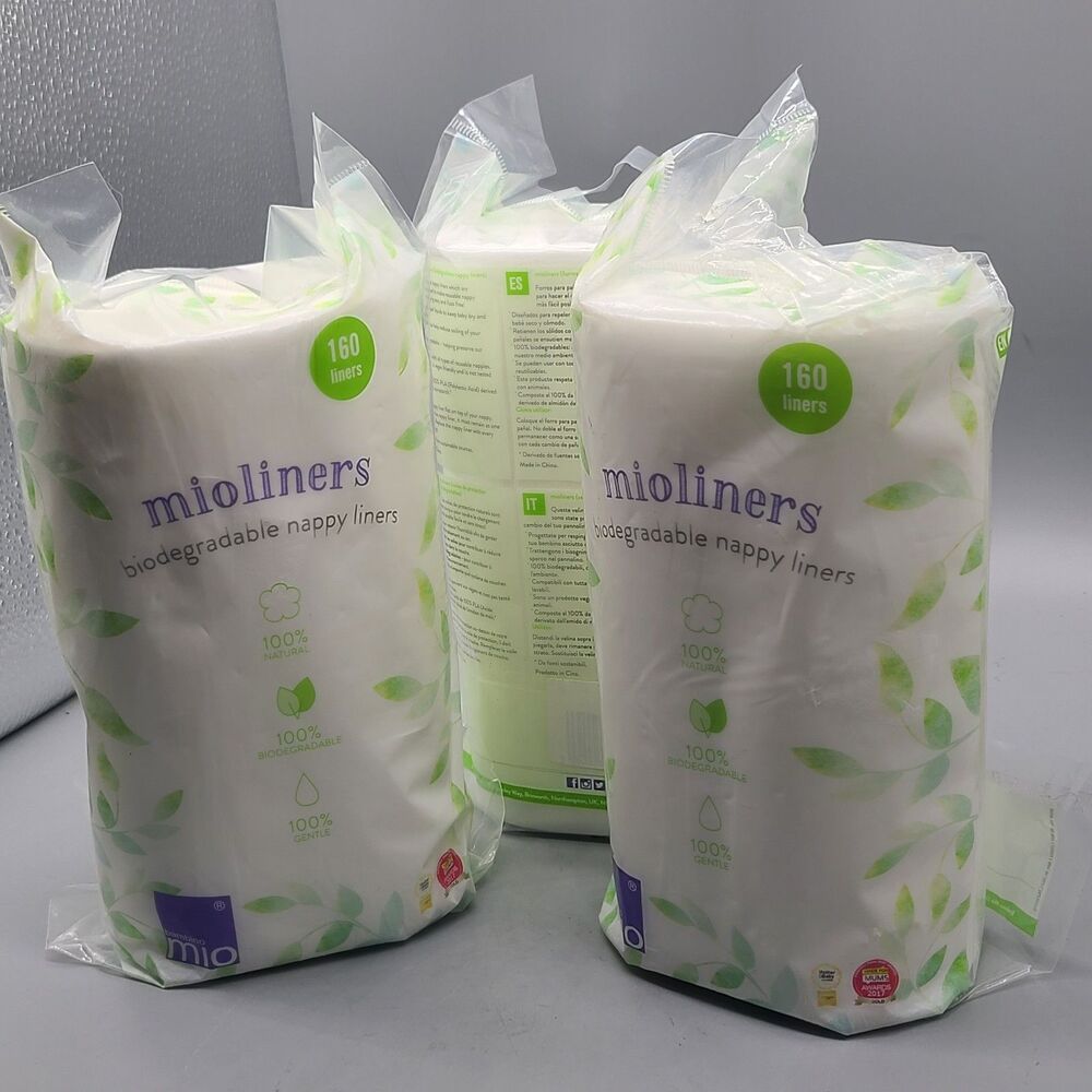 Bambino Mio  Mioliners set (3) Nappy Liners  160 Count/ each  Biodegradeable NEW